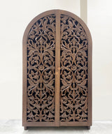 Teak Floral Carved armoire / Cupboard - Zufolo Designs