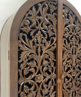 Teak Floral Carved armoire / Cupboard - Zufolo Designs