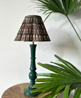 Deep Green Gloss Lamp with Olive Floral Shade