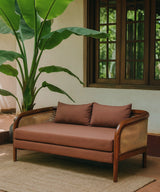 Rust Cane Teak Three Seater sofa - Zufolo Designs