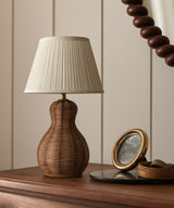 Cane Weave Lamp with Classic Ivory Shade