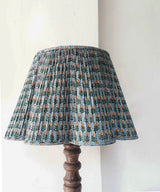 Wooden Table Lamp with Sage Pleated Fabric Shade