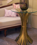 Pour Gold Round Console Table - Zufolo Designs