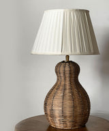 Cane Weave Lamp with Classic Ivory Shade
