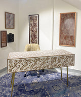 Teak & White Vegan Inlay Desk / Study Table - Zufolo Designs