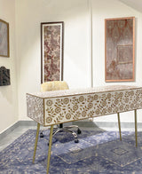 Teak & White Vegan Inlay Desk / Study Table - Zufolo Designs