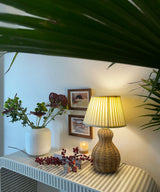 Cane Weave Lamp with Classic Ivory Shade