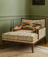 Mosaic Stripe Wooden Chaise Lounge with Ottoman