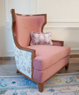 Blush Embroidered Accent Wing Chair - Zufolo Designs