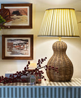 Cane Weave Lamp with Classic Ivory Shade