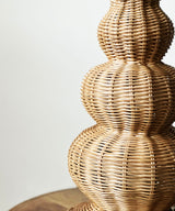 Cane Bloom Lamp With Floral Pleated Shade