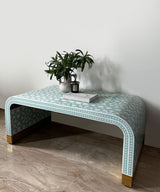 Pastel Green Mosaic Vegan Inlay Coffee Table - Zufolo Designs