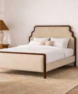Sona Linen Acacia Wood Bed