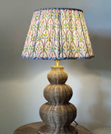 Cane Bloom Lamp With Floral Pleated Shade