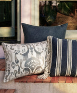 Indigo Ikat Cushion Cover Combo - Set Of Three