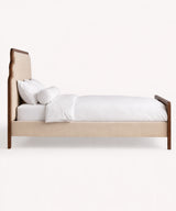 Sona Linen Acacia Wood Bed