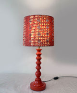 Orange Wooden Table Lamp with Printed schiffli Shade