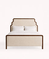 Sona Linen Acacia Wood Bed