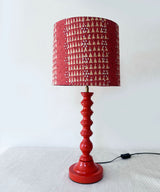 Orange Wooden Table Lamp with Printed schiffli Shade