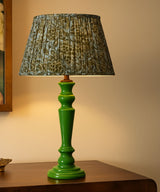 Green Gloss Lamp With Botanical Print Shade