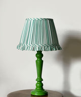 Vintage Green Pedestal Lamp with Pleated Shade