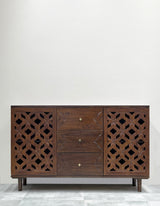 Teak Overlap Hand Carved Console / Buffet - Zufolo Designs