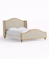 Checker Linen Acacia Wood Bed