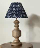 Indigo Leaf Wooden Table Pleated Lamp