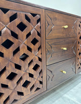 Teak Overlap Hand Carved Console / Buffet - Zufolo Designs