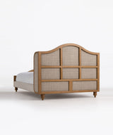 Checker Linen Acacia Wood Bed
