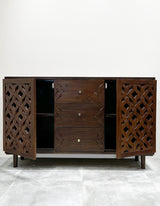 Teak Overlap Hand Carved Console / Buffet - Zufolo Designs