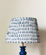 Blue Wooden Table Lamp with Pleated Floral Shade - Zufolo Designs
