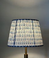 Blue Wooden Table Lamp with Pleated Floral Shade - Zufolo Designs