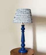 Blue Wooden Table Lamp with Pleated Floral Shade - Zufolo Designs