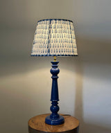 Blue Wooden Table Lamp with Pleated Floral Shade - Zufolo Designs