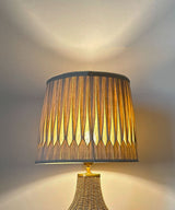 Woven Rattan Table / Floor Lamp with Smocked Cotton Shade - Zufolo Designs