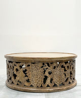 Floral Hand Carved Round Table - Zufolo Designs