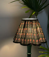 Deep Green Gloss Lamp with Olive Floral Shade
