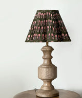 Olive Bloom Pleated Lampshade with Natural Wood Base