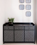 Black and white vegan inlay console / side board - Zufolo Designs