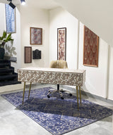 Teak & White Vegan Inlay Desk / Study Table - Zufolo Designs