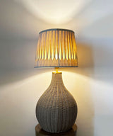 Woven Rattan Table / Floor Lamp with Smocked Cotton Shade - Zufolo Designs