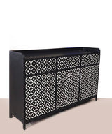 Black and white vegan inlay console / side board - Zufolo Designs