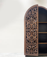 Teak Floral Carved armoire / Cupboard - Zufolo Designs
