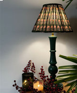 Deep Green Gloss Lamp with Olive Floral Shade
