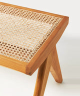 Teak Wood Rattan Bench - Zufolo Designs