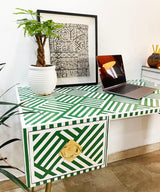 Vegan Inlay Forest Green  Desk / Study Table - Zufolo Designs