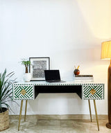 Vegan Inlay Forest Green  Desk / Study Table - Zufolo Designs
