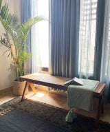 Teak Wood Rattan Bench - Zufolo Designs