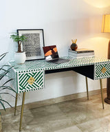 Vegan Inlay Forest Green Desk / Study Table - Zufolo Designs